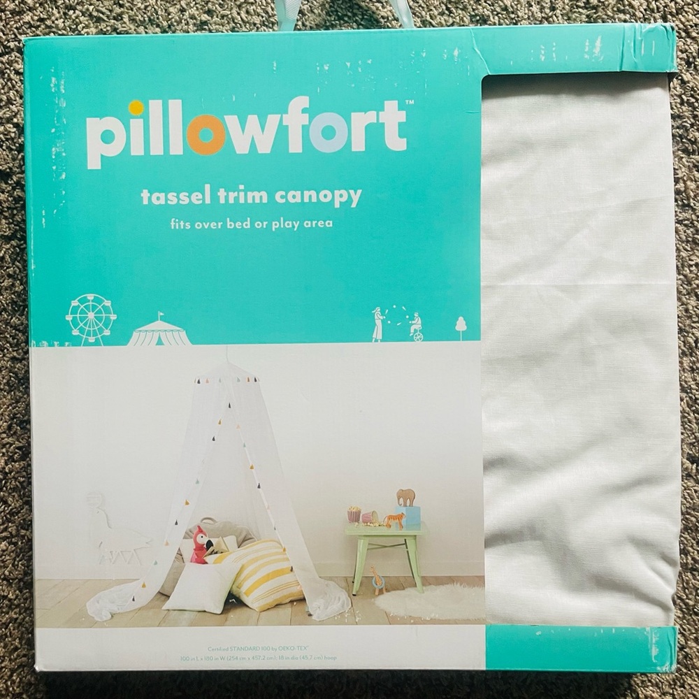 Pillowfort White Canopy with Colorful Tassels